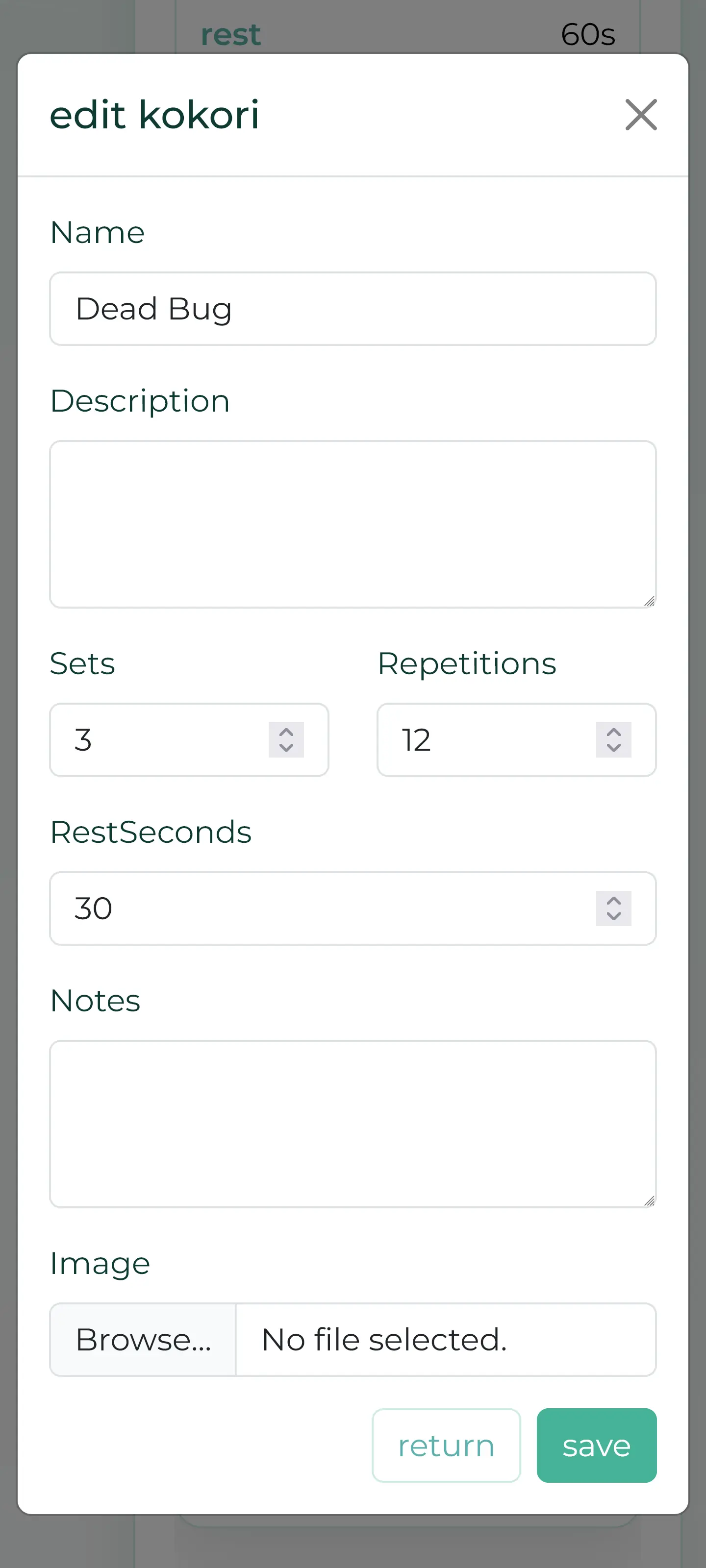 koraiku mobile kokori edit modal with form fields and image upload.